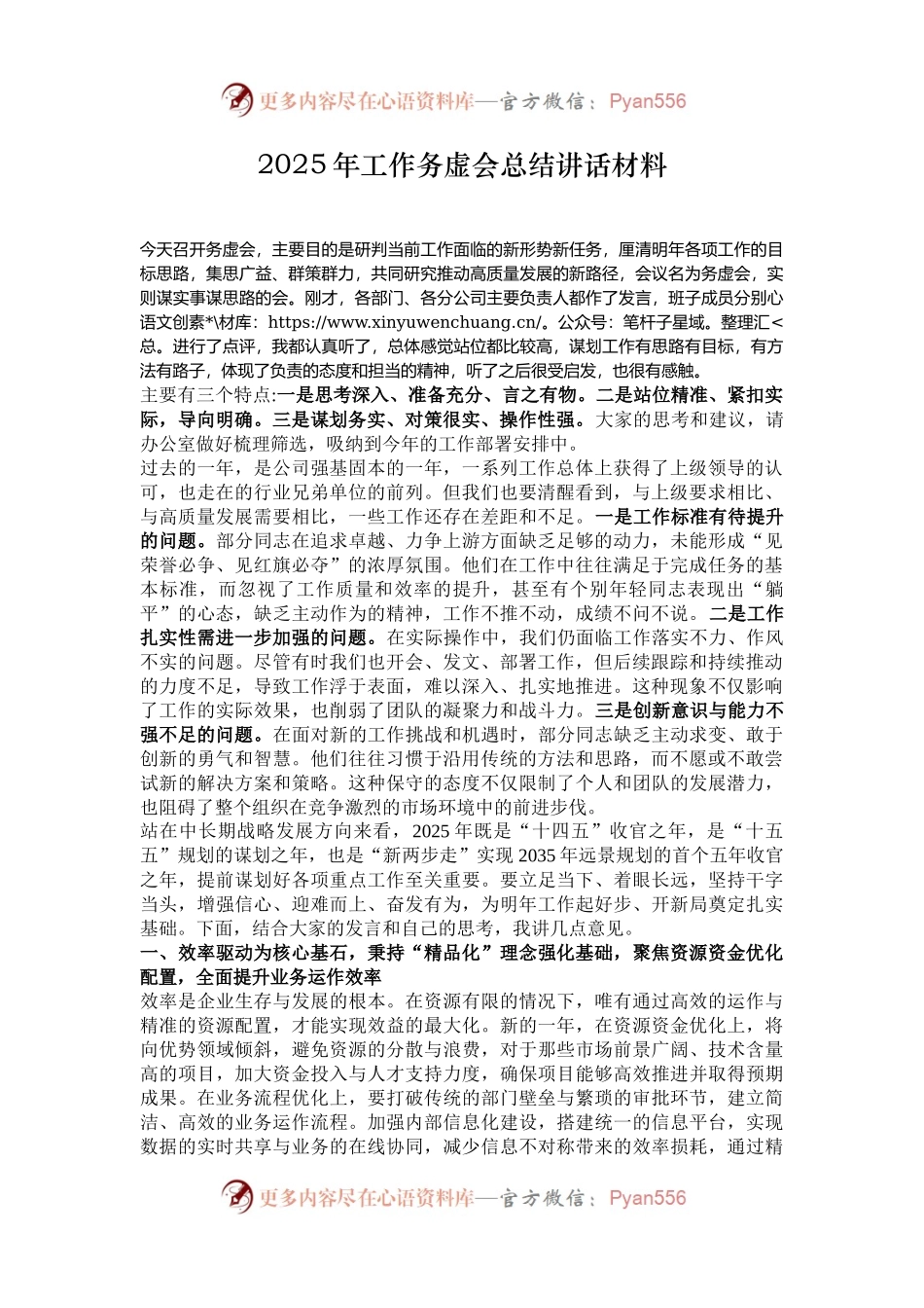 2025年工作务虚会总结讲话材料.docx_第1页