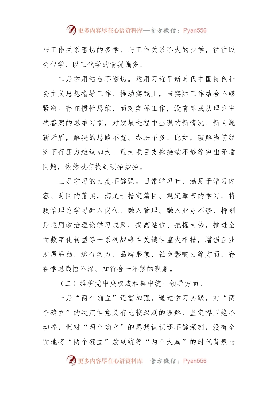 2023年领导干部主题教育专题民主生活会个人对照检查材料（2）.docx_第2页