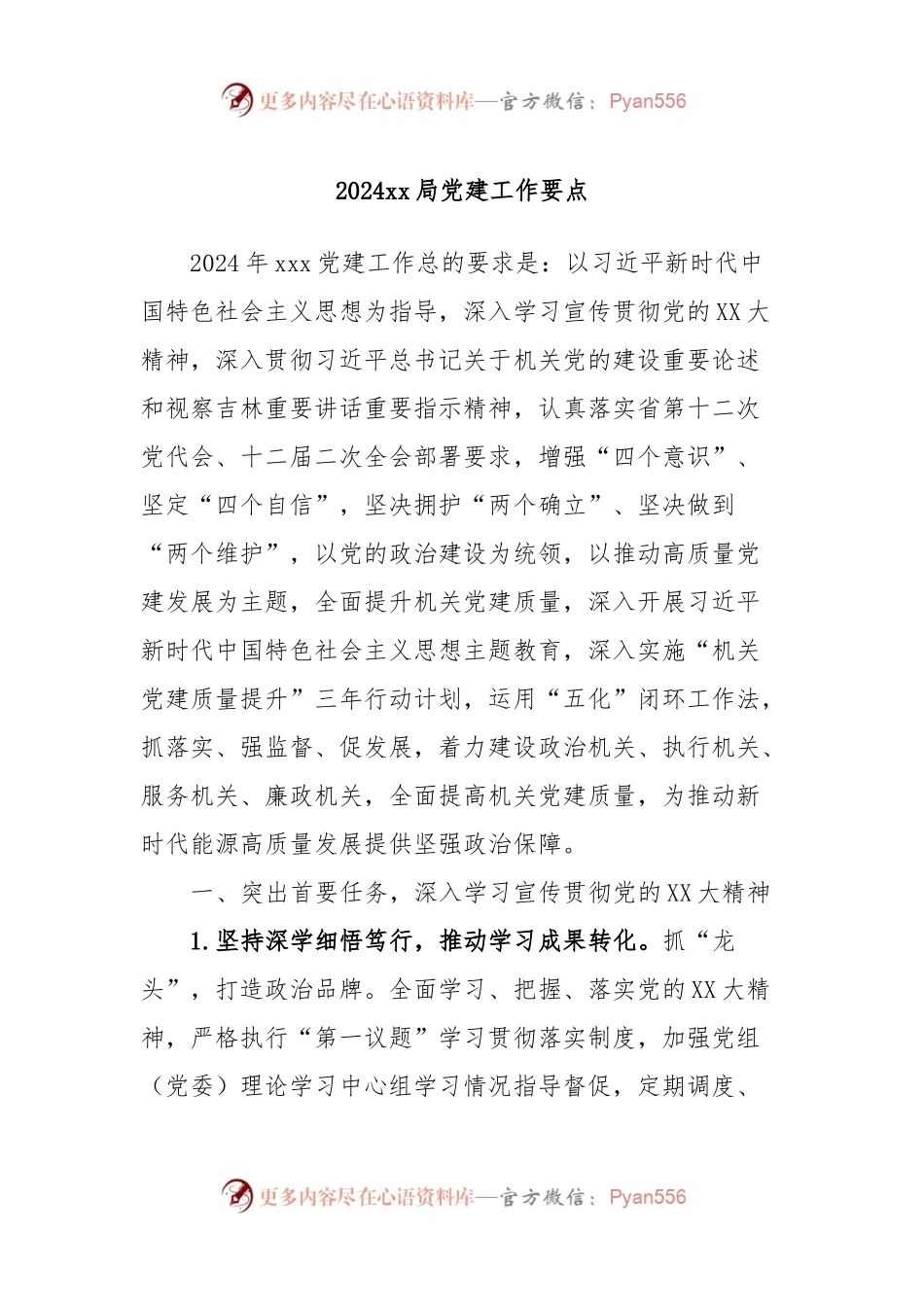 2024xx局党建工作要点.docx_第1页