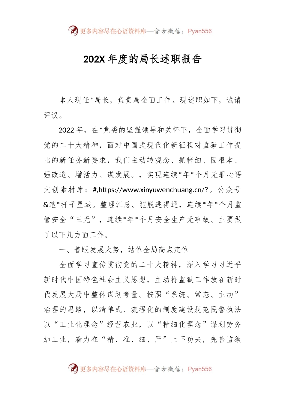 202X年度的局长述职报告.docx_第1页