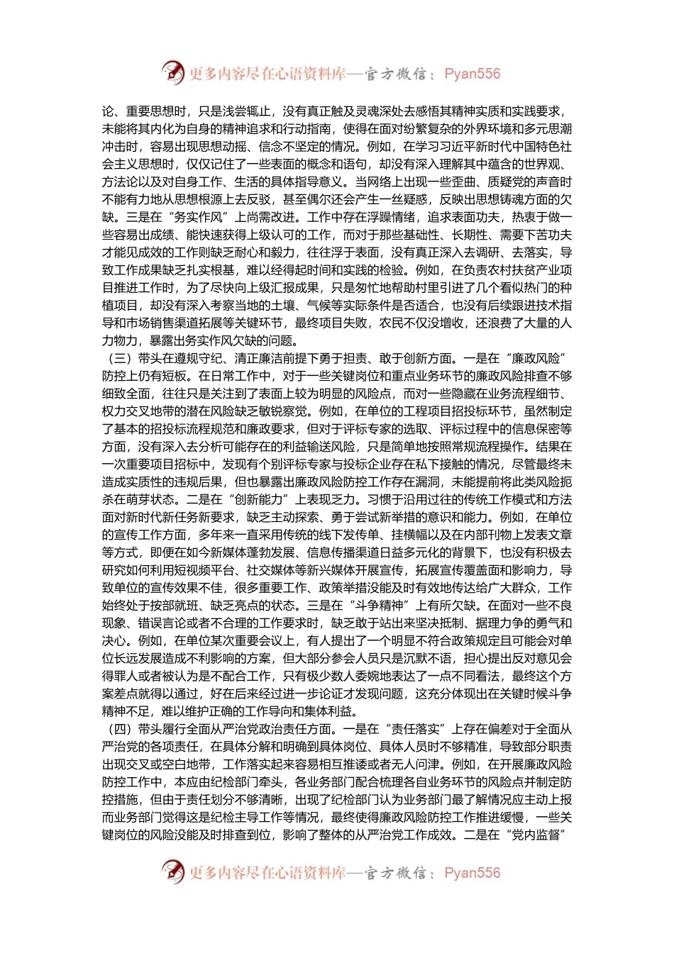2024年专题民主生活会、组织对照检查发言材料（围绕“四个带头”）.docx_第2页