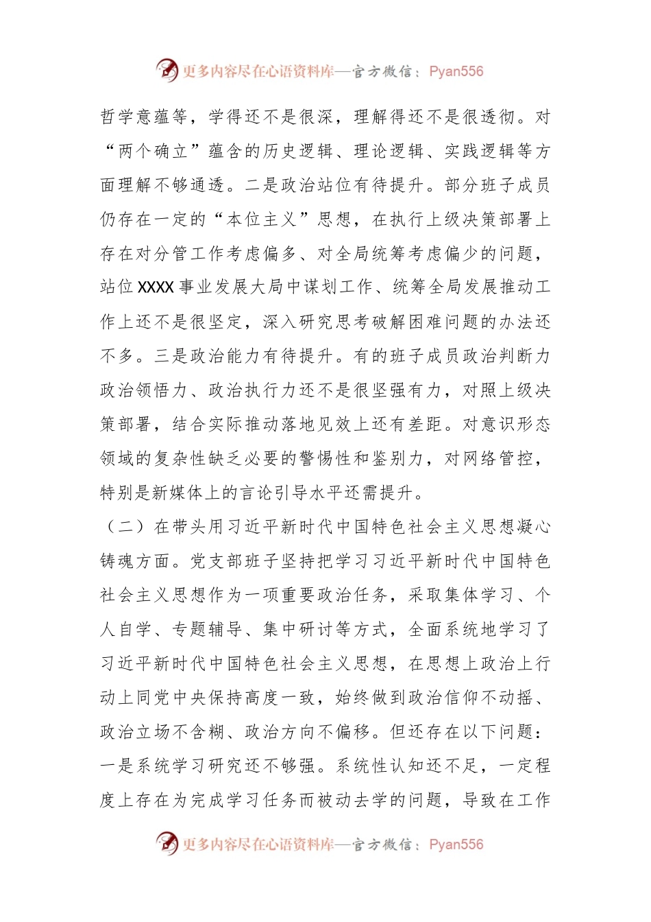 XX党支部在本年度民主生活会对照检查材料.docx_第2页