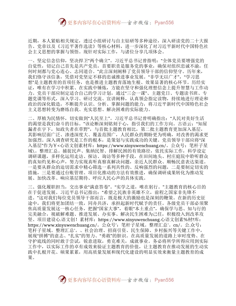 2023年第二批主题教育民主生活会会前研讨交流发言材料.docx_第1页
