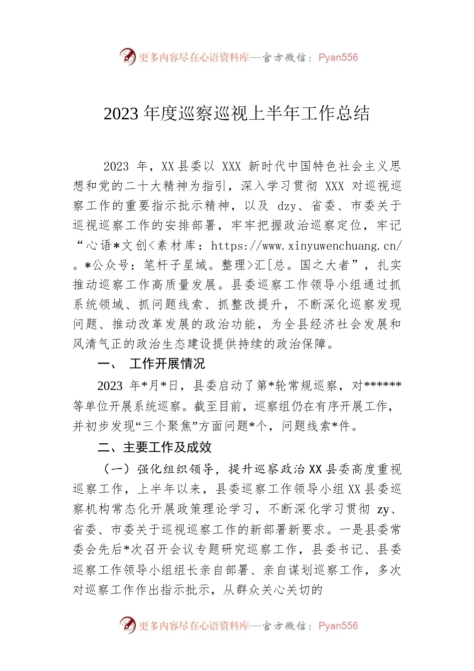 2023年度巡察巡视上半年工作总结.docx_第1页