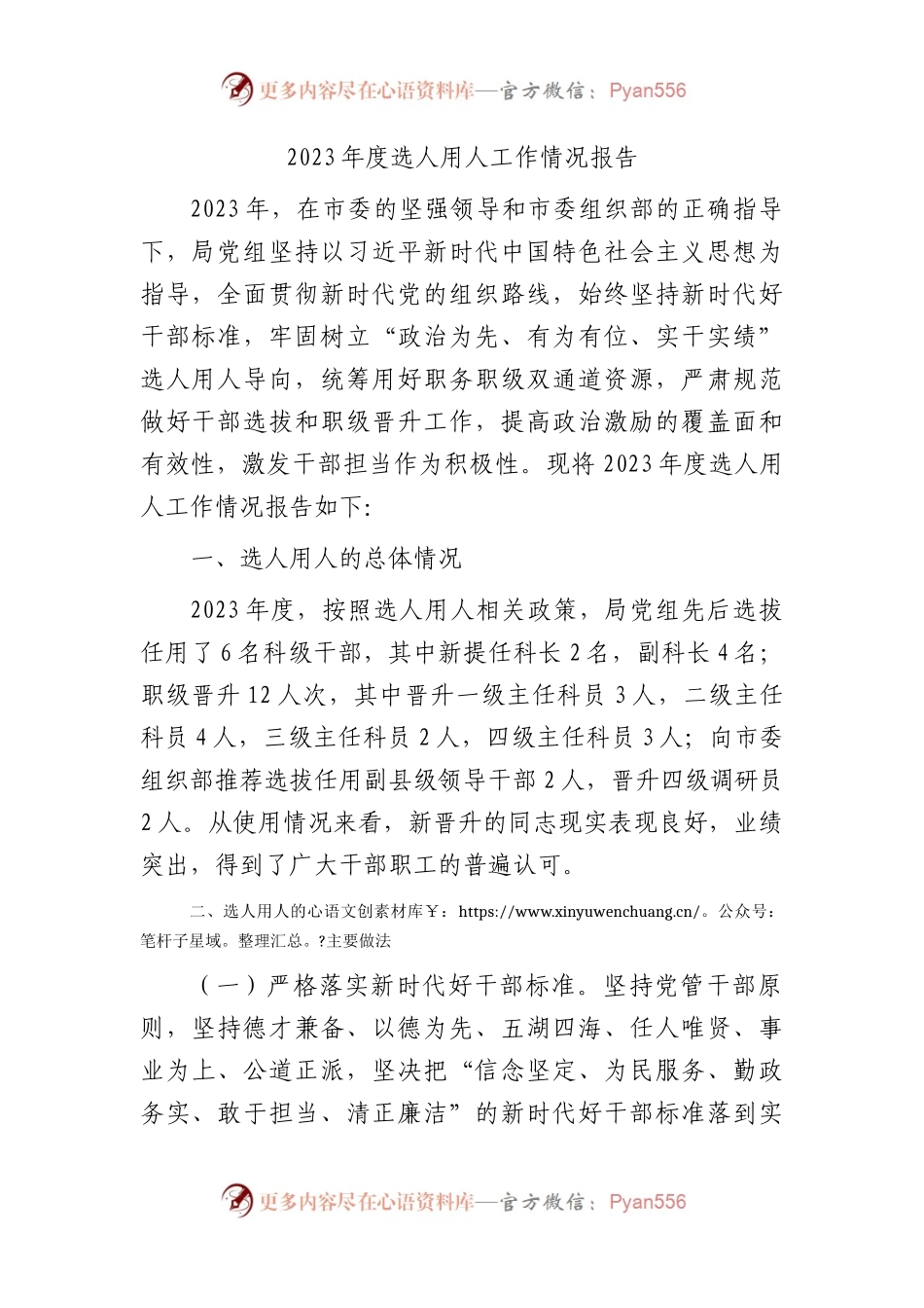 2023年度选人用人工作报告2.docx_第1页