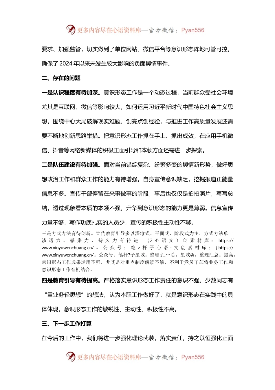 2024上半年意识形态领域工作情况自查报告模板(讲稿).docx_第2页