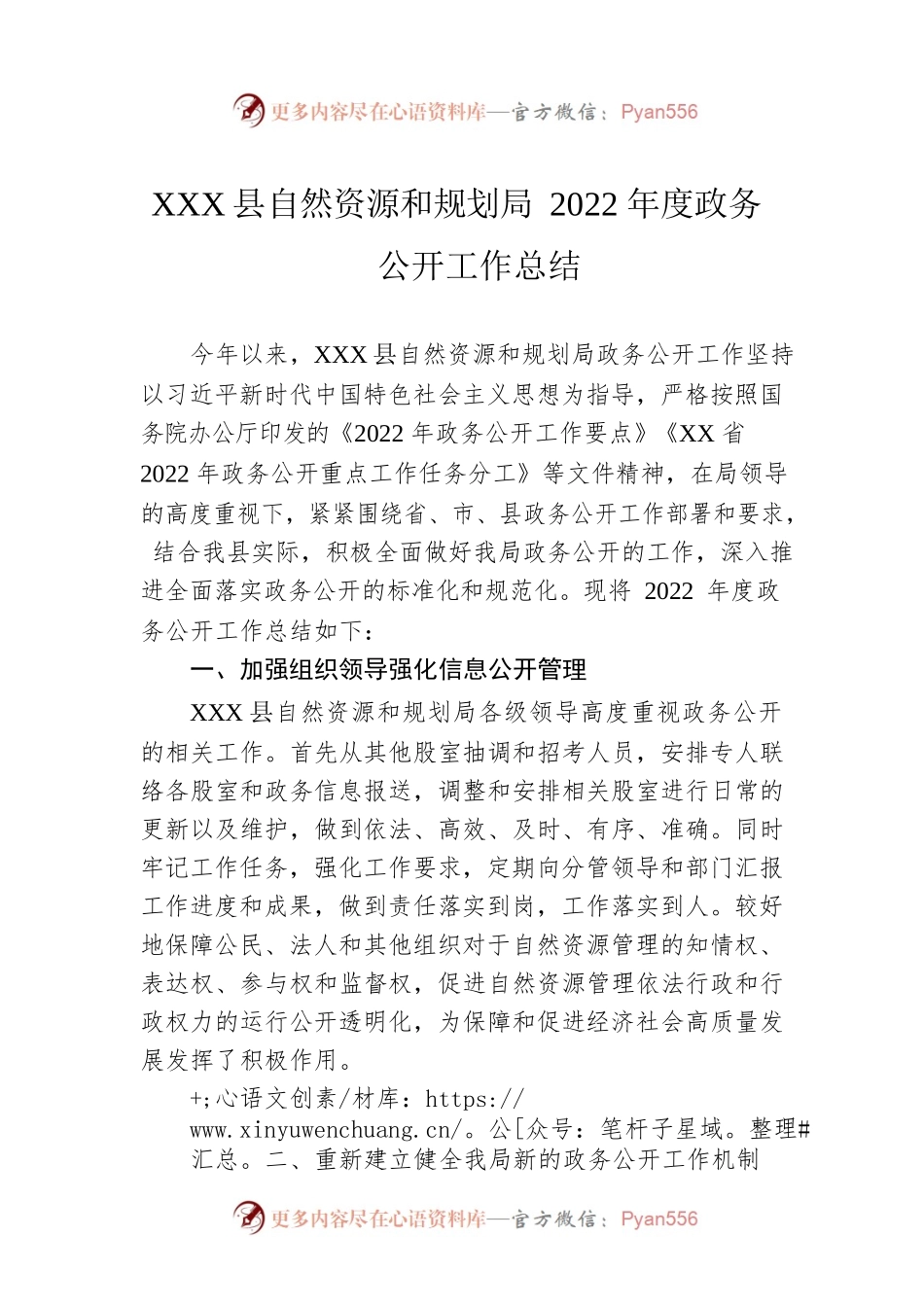 XX县自然资源和规划局2022年度政务公开工作总结(20221213).docx_第1页