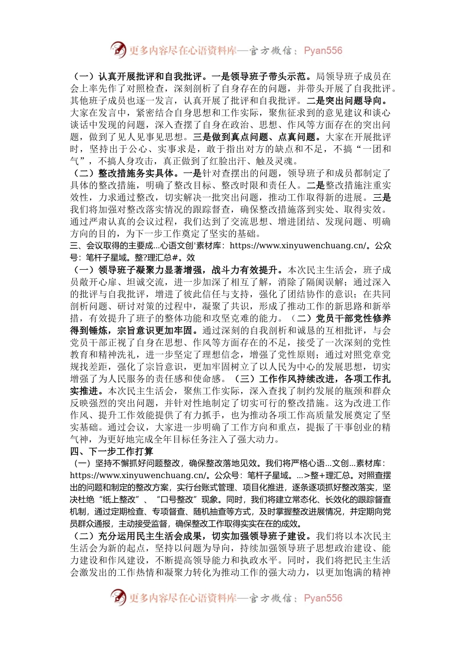 2024年度民主生活会召开情况总结报告.docx_第2页