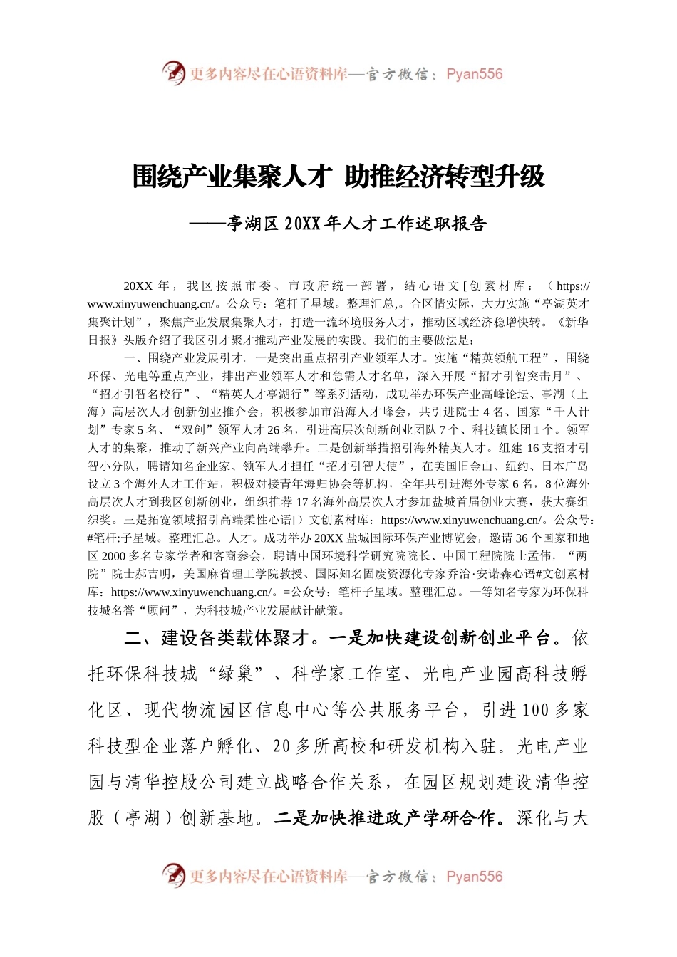 20XX.2亭湖区20XX年人才工作述职报告4.docx_第1页
