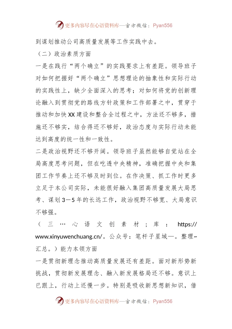 XXX国企班子2023年主题教育民主生活会对照检查剖析.docx_第2页