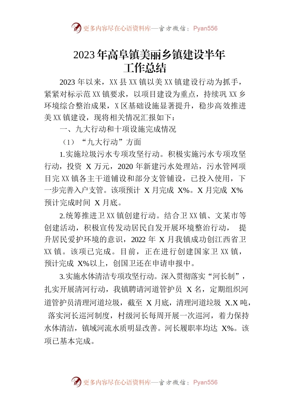 2023年高阜镇美丽乡镇建设半年工作总结.docx_第1页