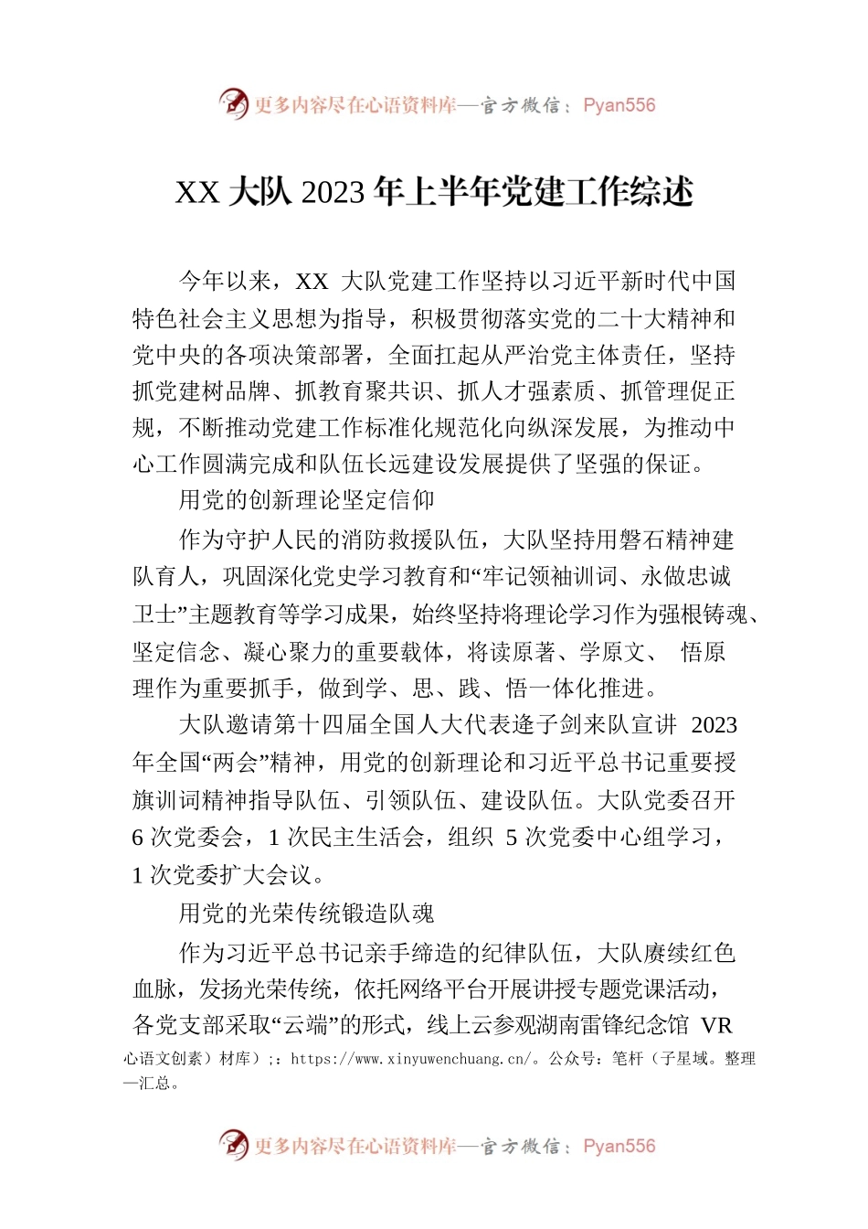 XX大队2023年上半年党建工作综述（20230729）.docx_第1页