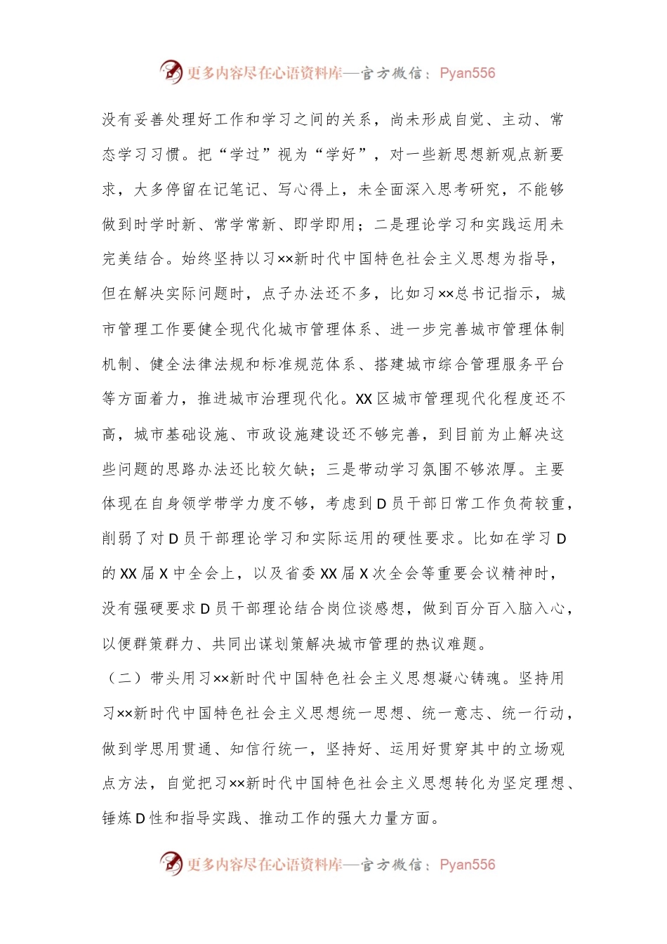 XXX城管局党组书记2022年度民主生活会个人对照检查材料.docx_第2页