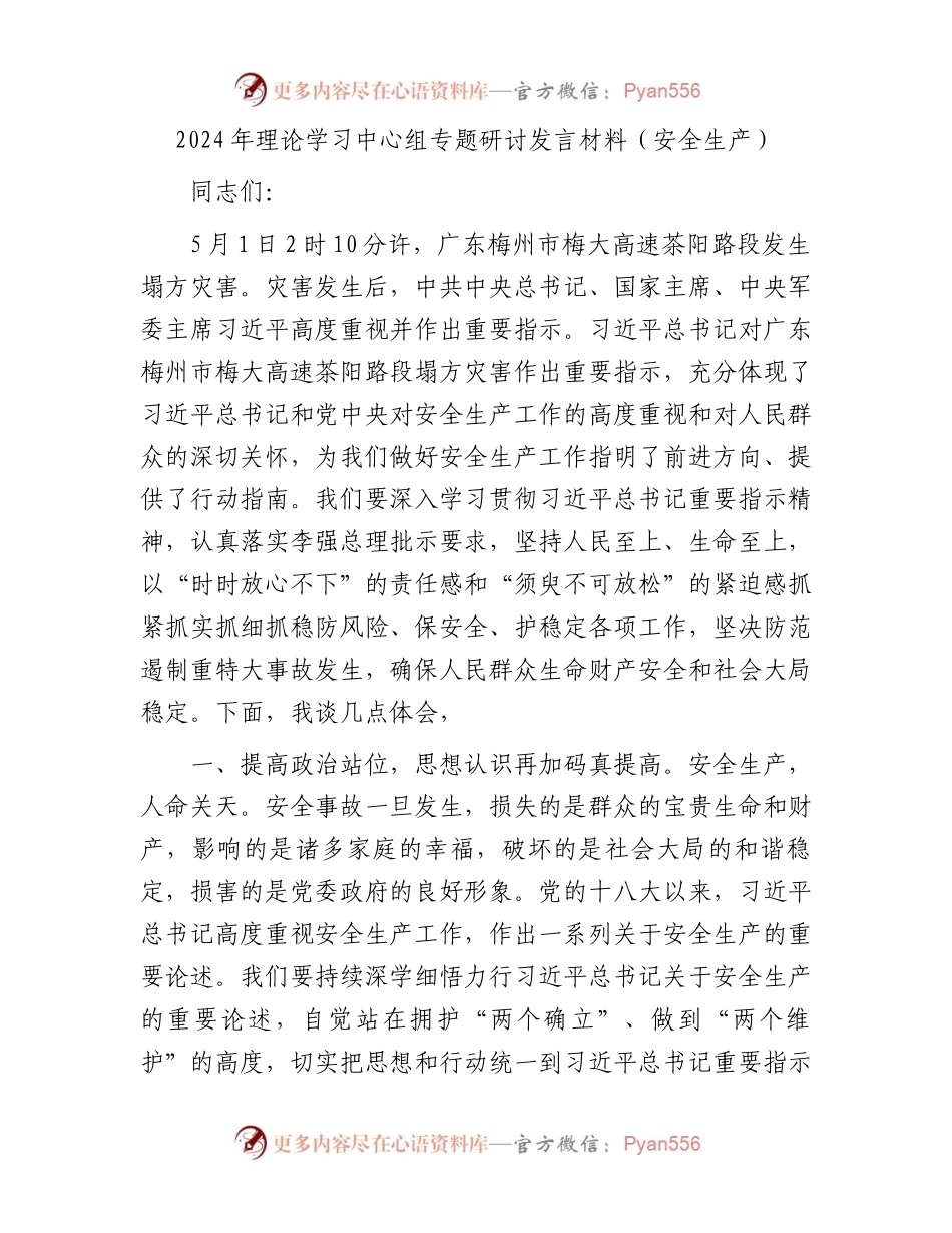 2024年理论学习中心组专题研讨发言材料.docx_第1页