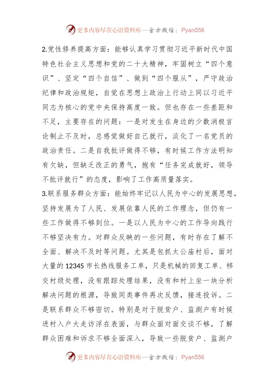 2023年度专题组织生活会发言稿提纲.docx_第2页