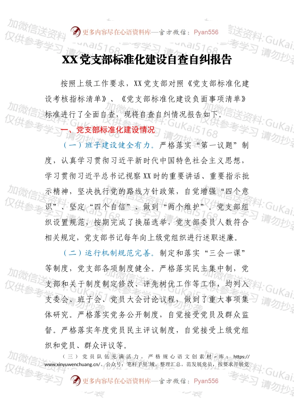 XX党支部标准化建设自查自纠报告.docx_第1页