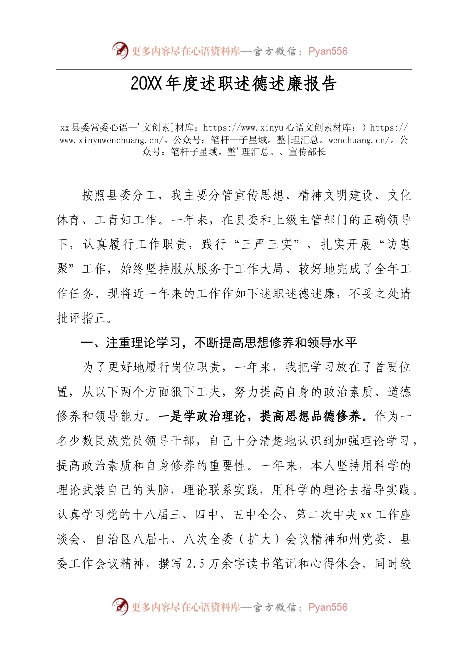 20XX年度述职述德述廉报告(5).docx_第1页