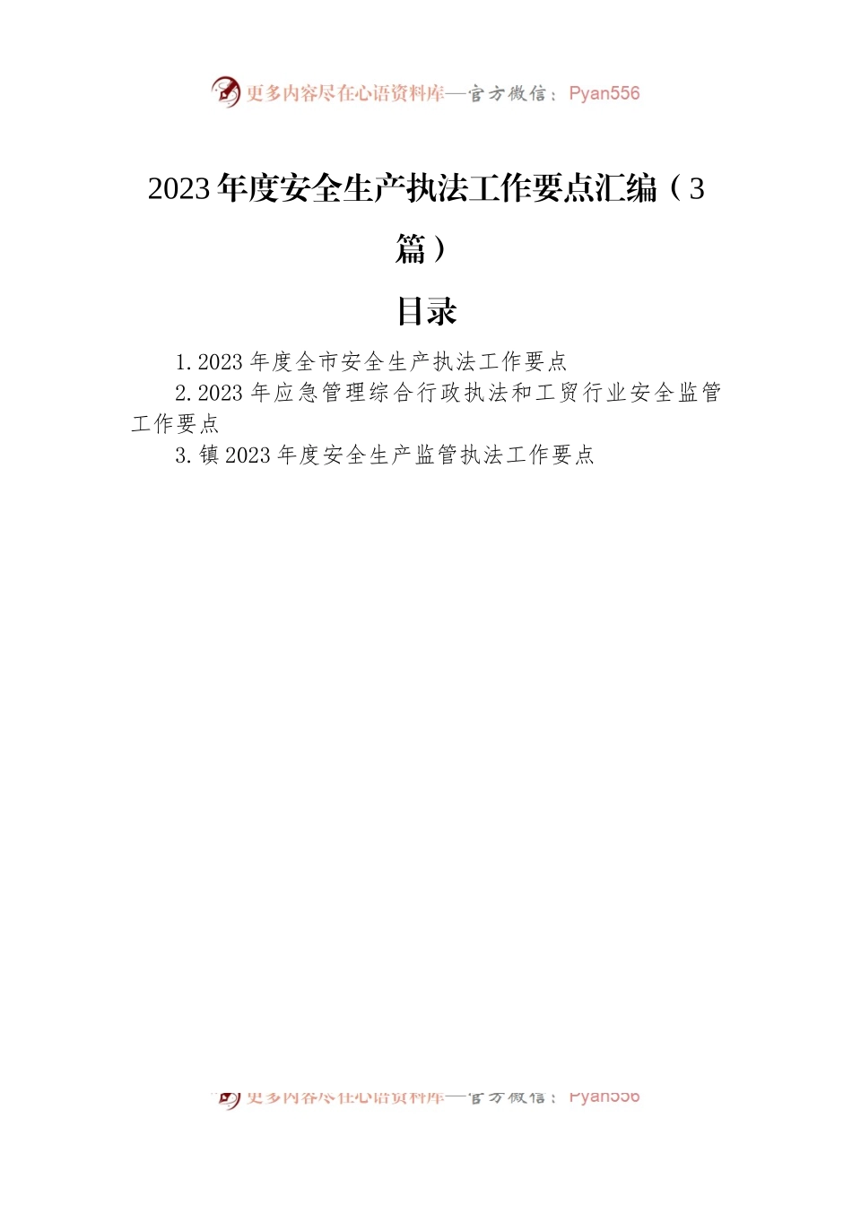 2023年度安全生产执法工作要点汇编（3篇）.docx_第1页