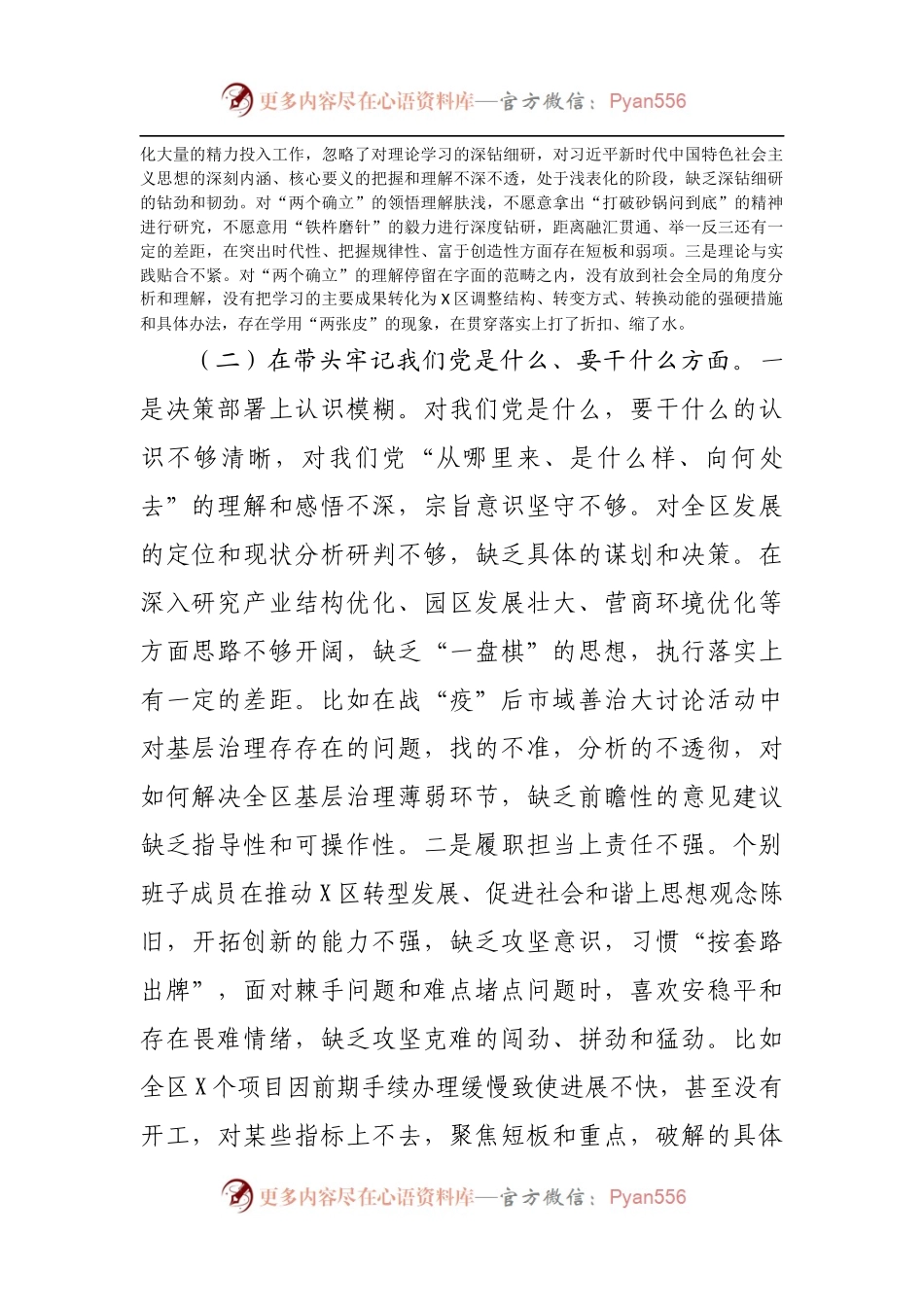 25班子2021年专题民主生活会对照检查材料[区委].docx_第2页