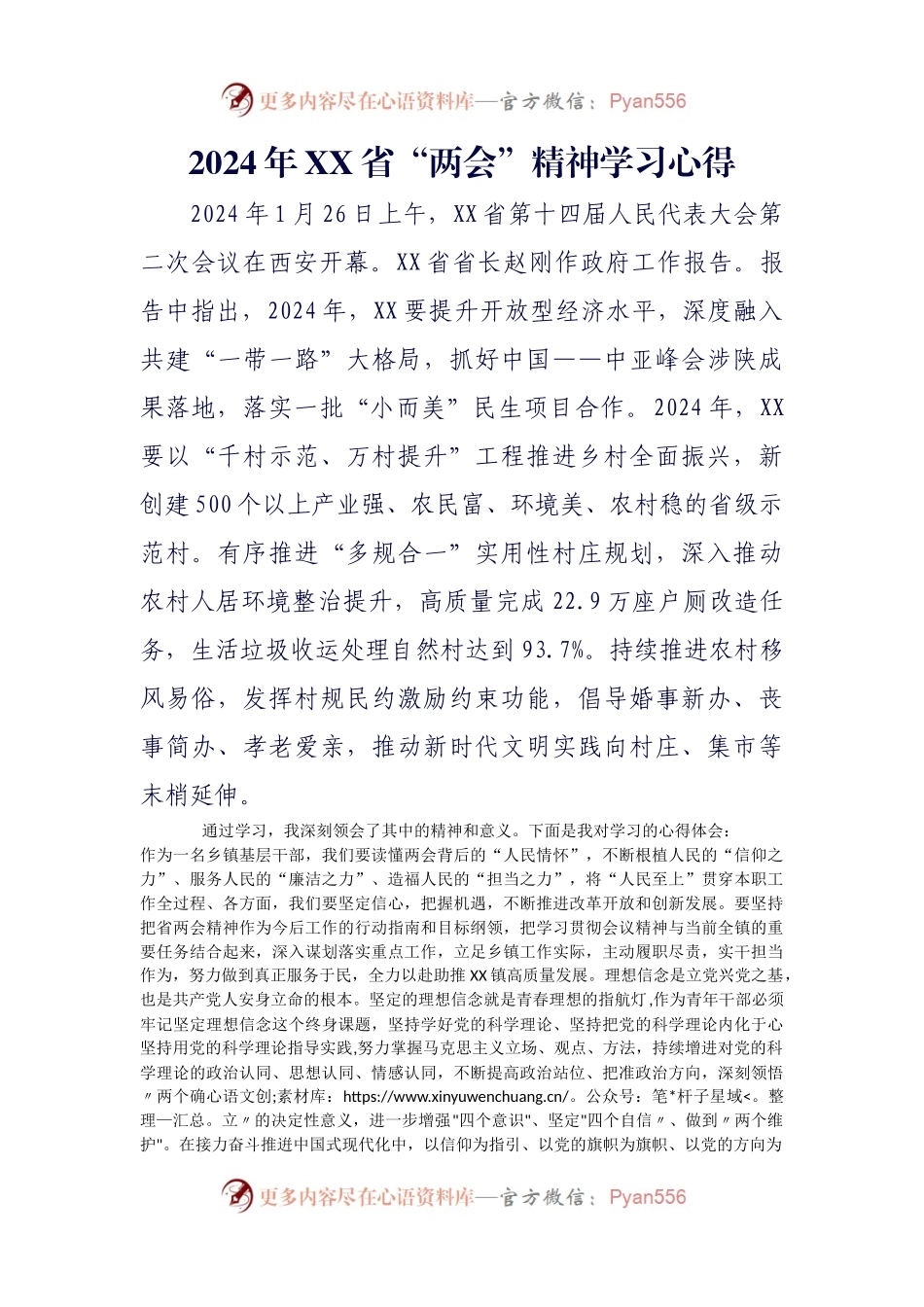 2024年XX省+“两会”精神学习心得.docx_第1页