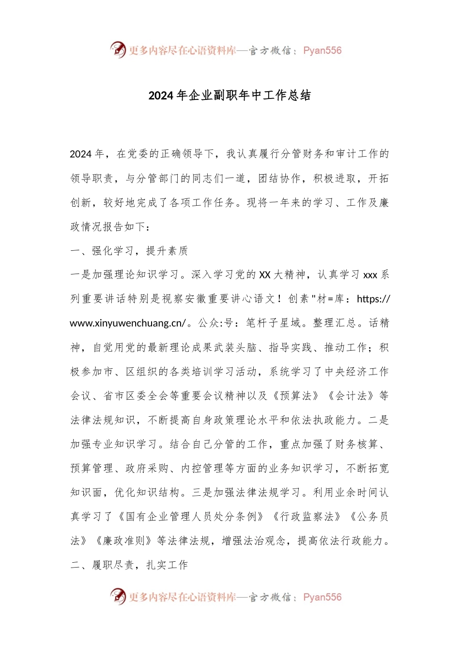 2024年企业副职年中工作总结.docx_第1页