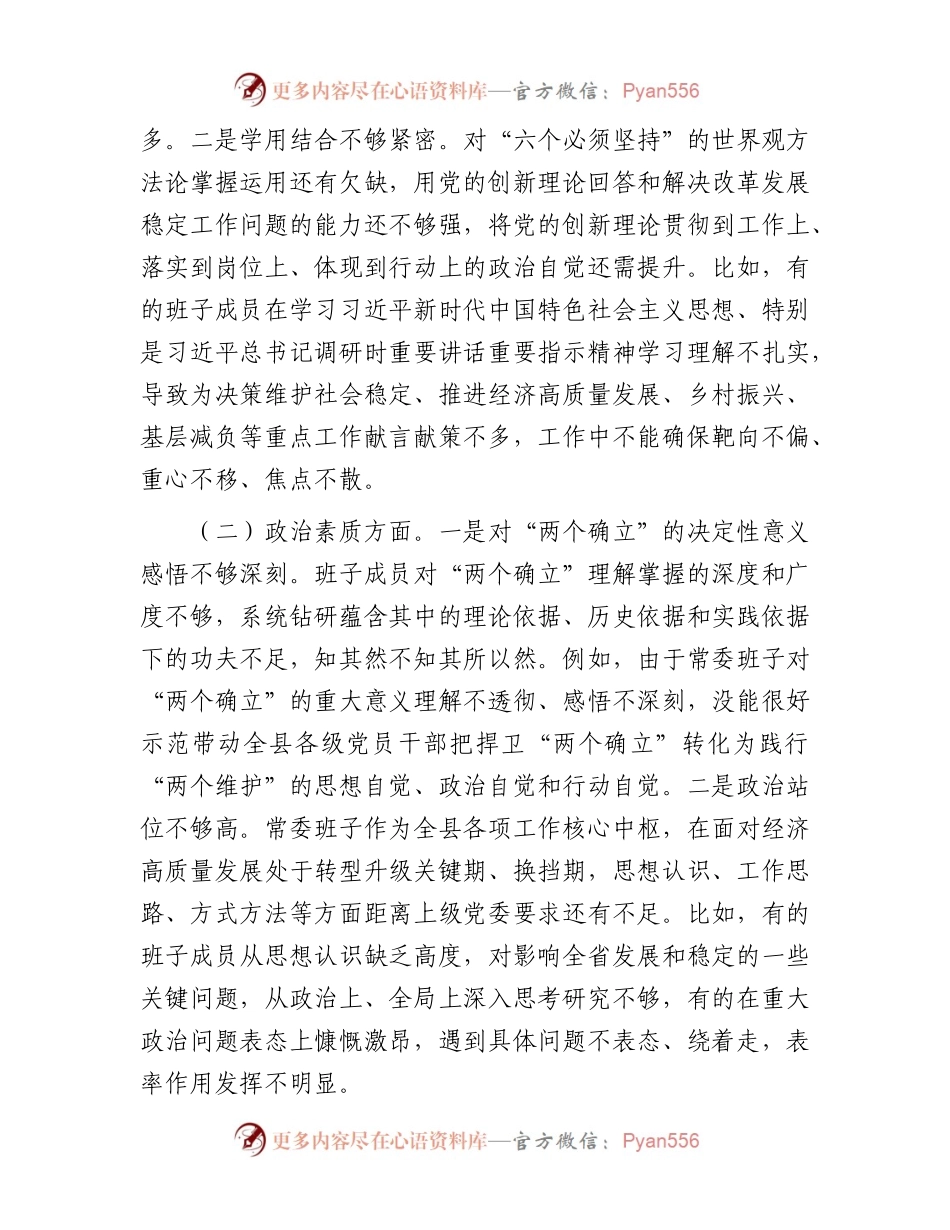 2023年度第二批主题教育专题民主生活会领导班子对照检查剖析材料.docx_第2页
