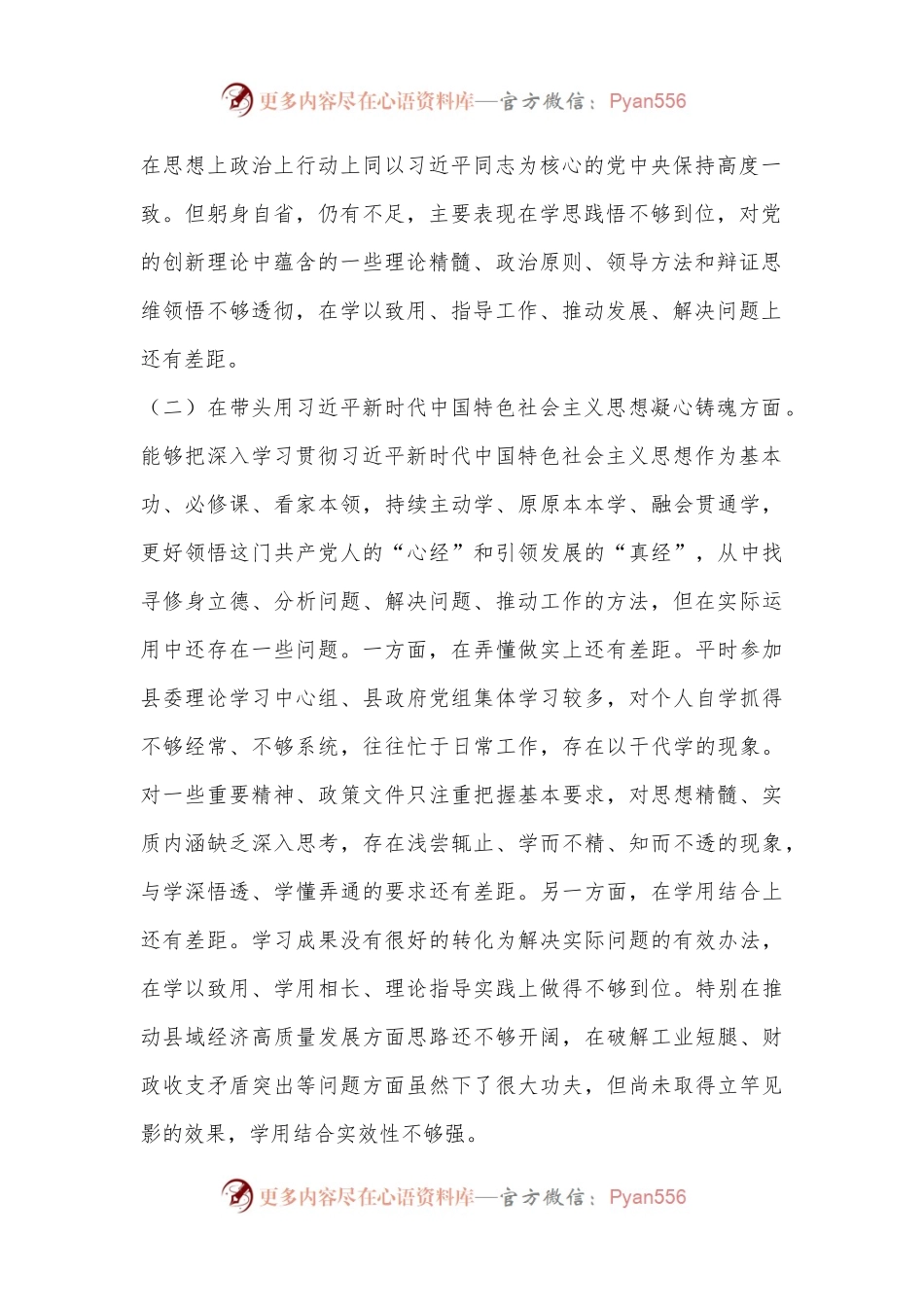 XX县委常委会2022年度民主生活会发言提纲（全文5948字）.docx_第2页