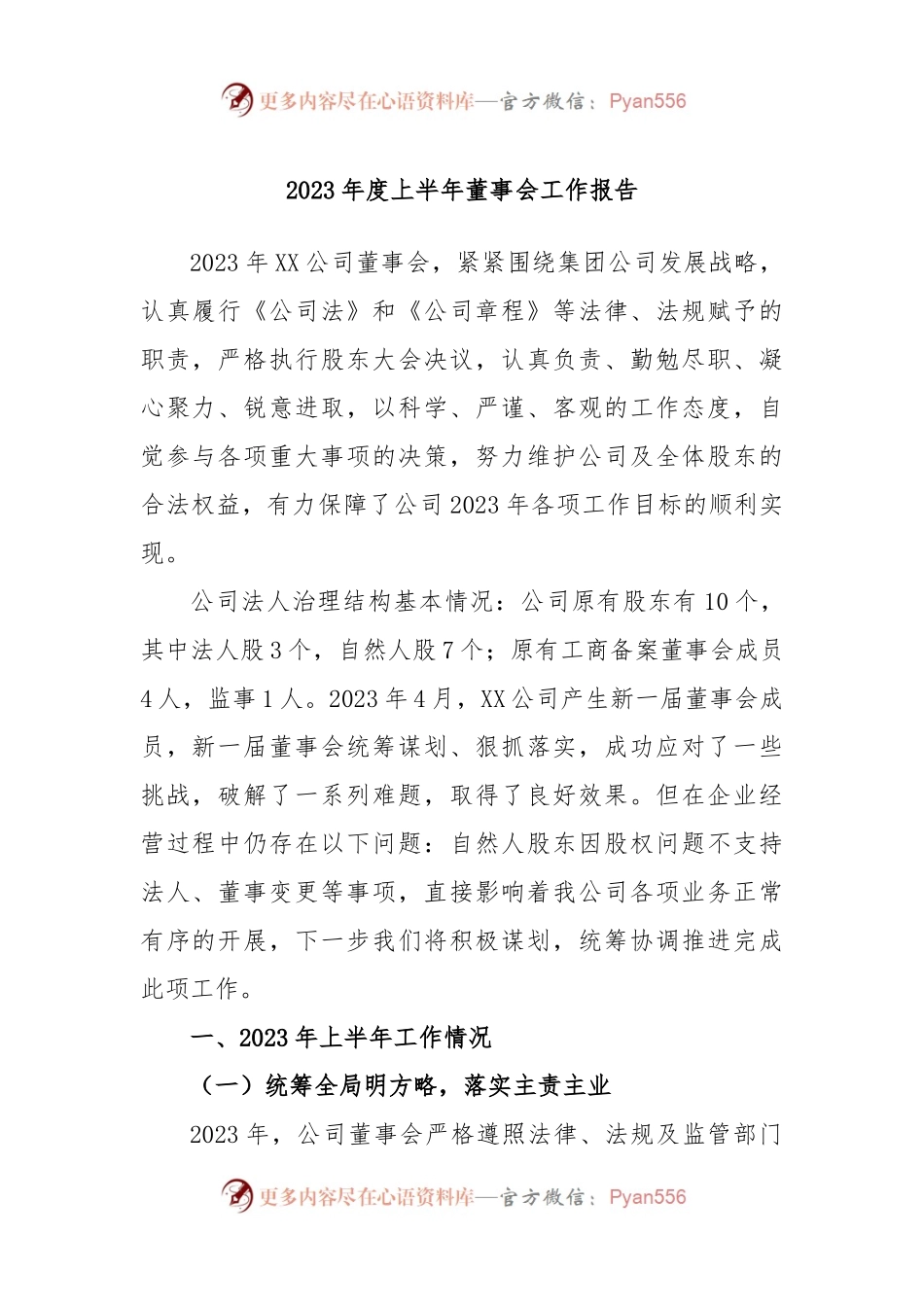 2023年度上半年董事会工作报告.docx_第1页