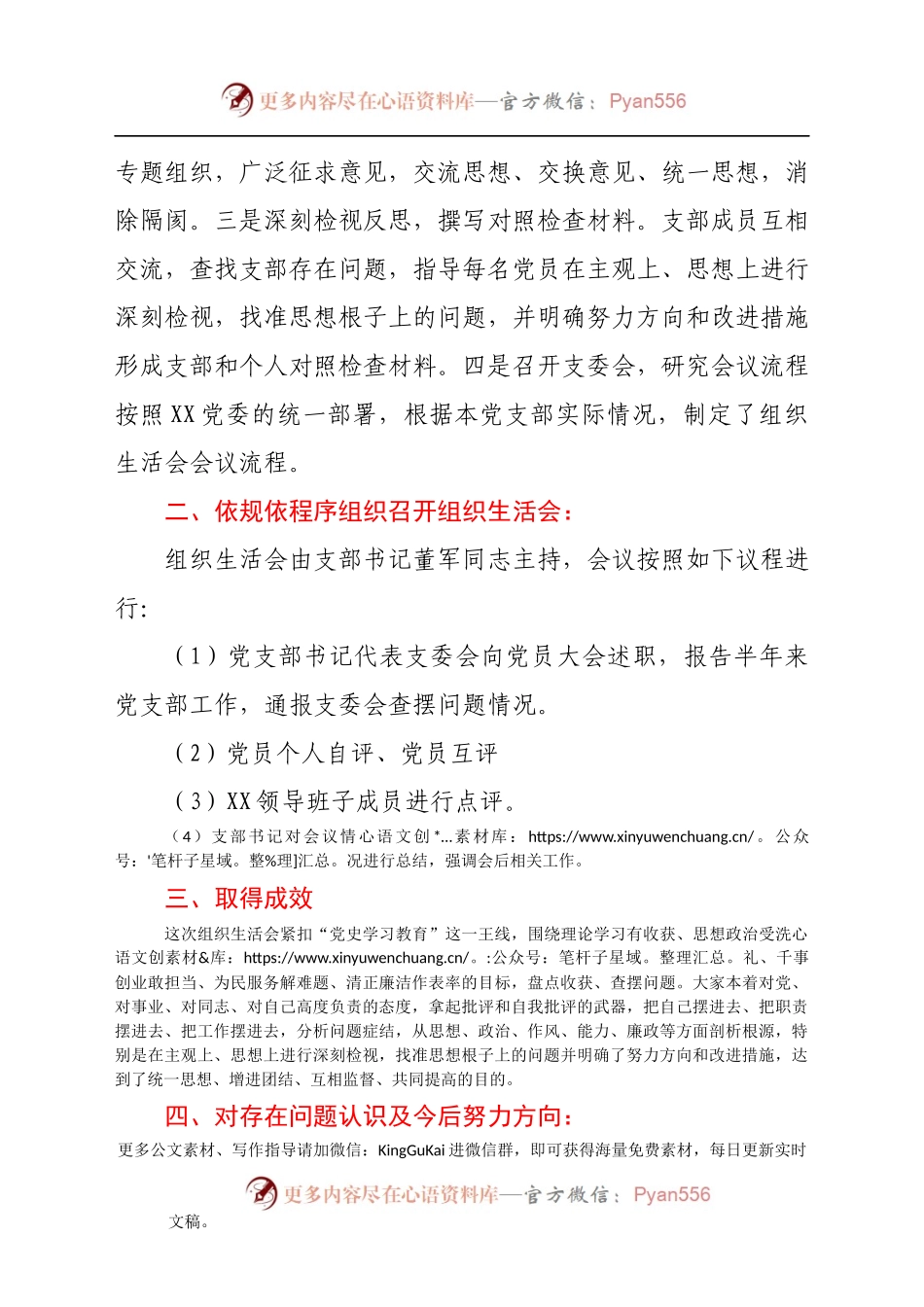 XX党支部党史学习教育专题组织生活会情况报告.docx_第2页
