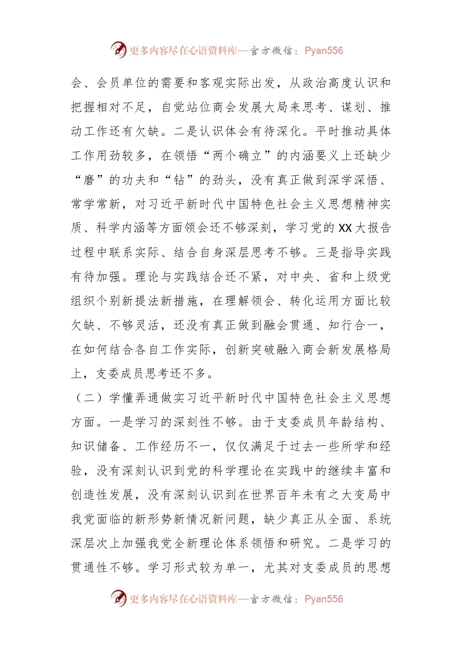 XXX班子20XX年度组织生活会对照检查材料.docx_第2页
