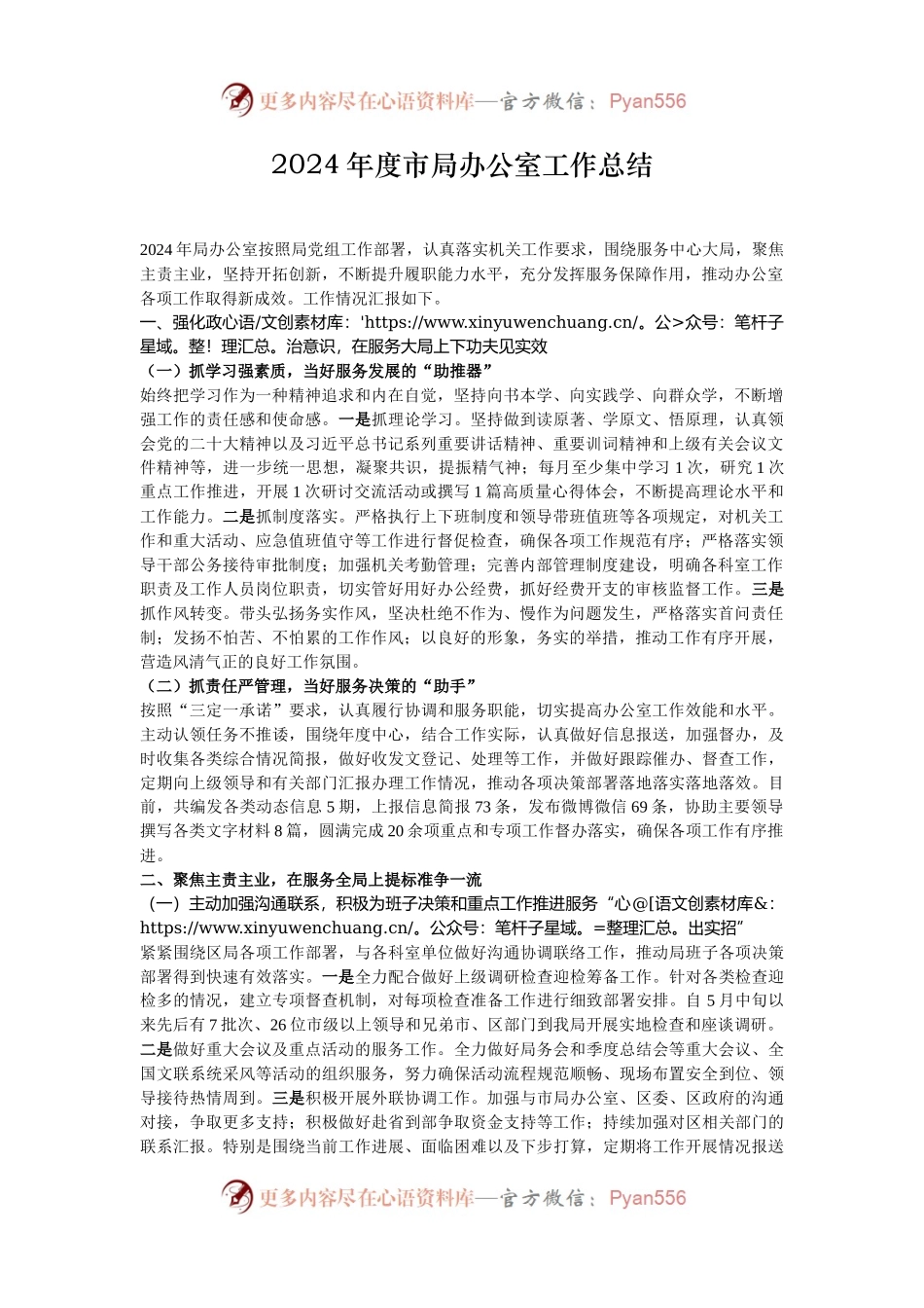 2024年度市局办公室工作总结.docx_第1页