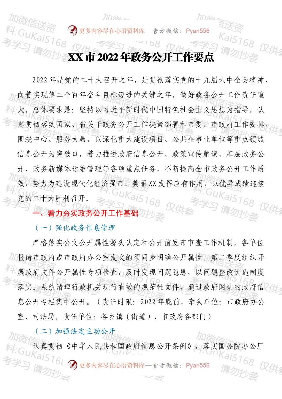 XX市2022年政务公开工作要点.docx_第1页