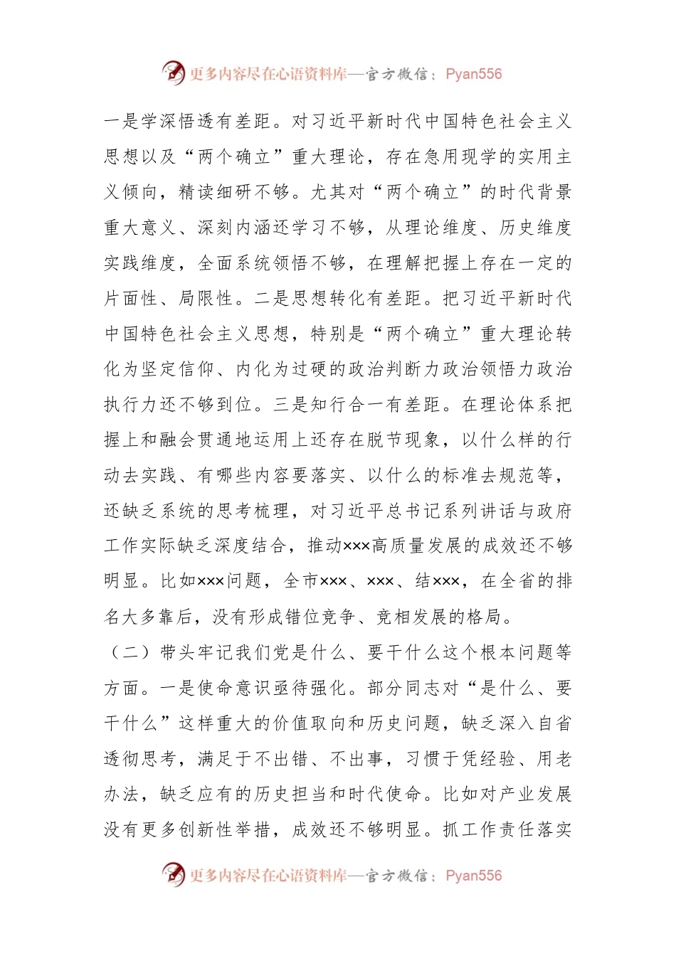 20XX专题民主生活会对照检查材料.docx_第2页