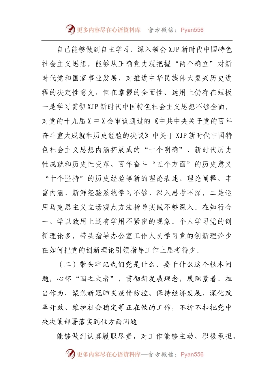 69个人2021年专题民主生活会对照检查材料[办公室主任].docx_第2页