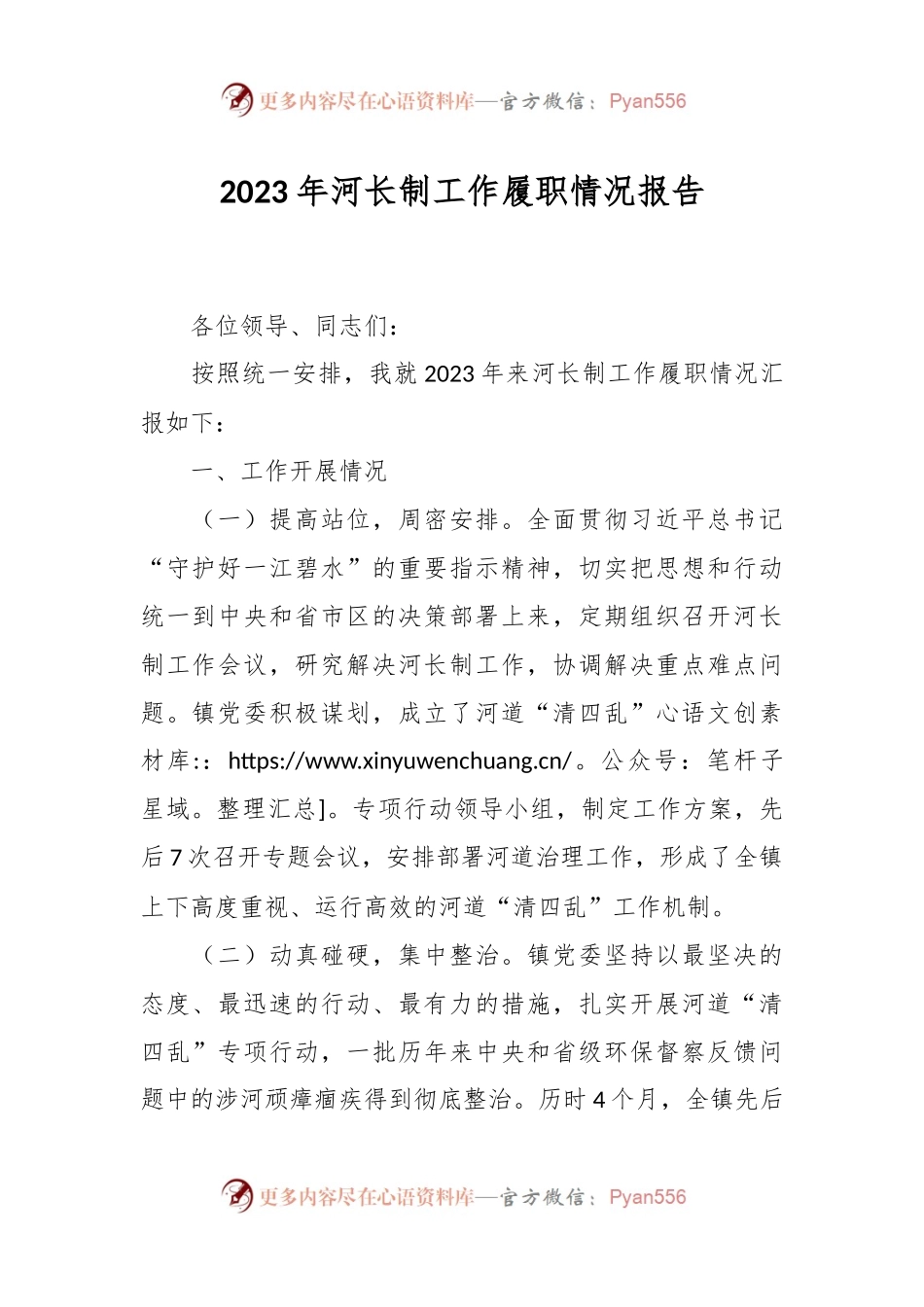 2023年河长制工作履职情况报告.docx_第1页