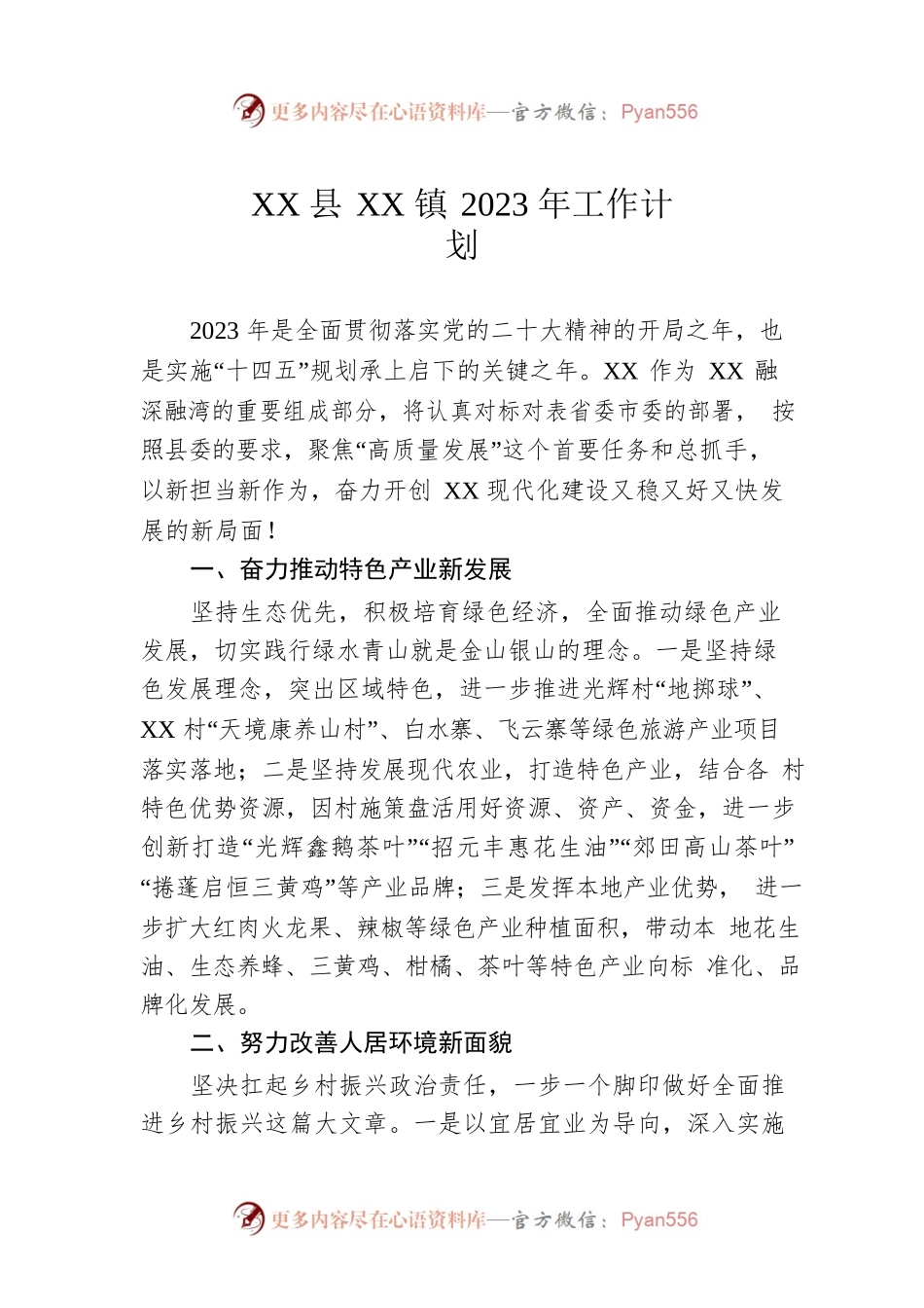 XX县XX镇2023年工作计划.docx_第1页