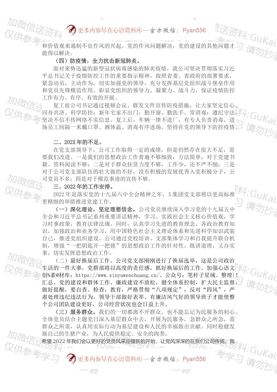 20XX年X集团支部党建工作总结及下年度工作计划.docx_第2页