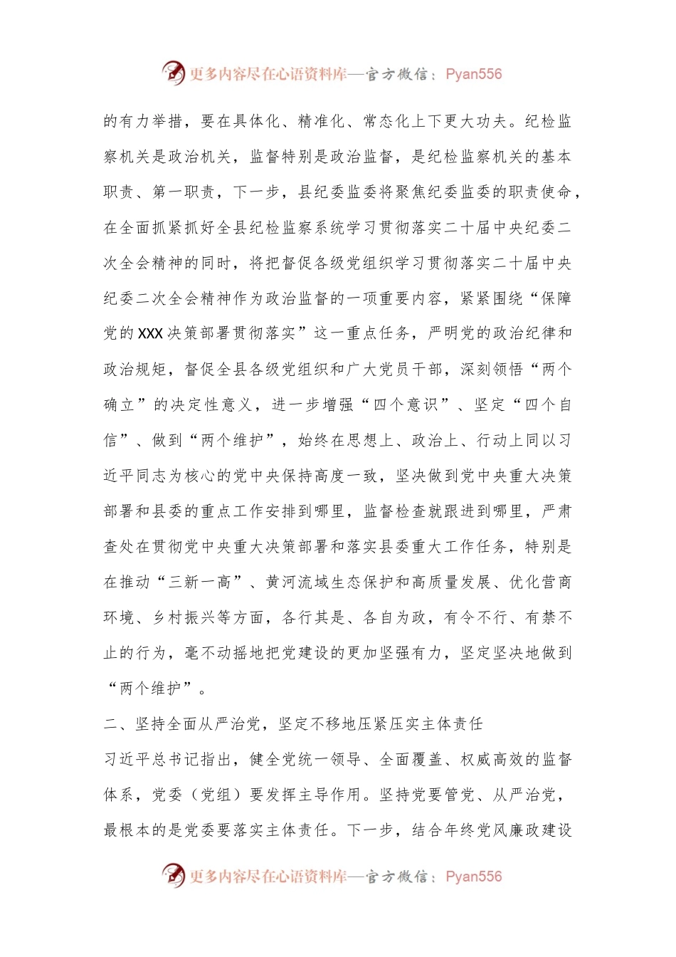 XX县纪委书记学习二十届中央纪委二次全会精神发言材料.docx_第2页