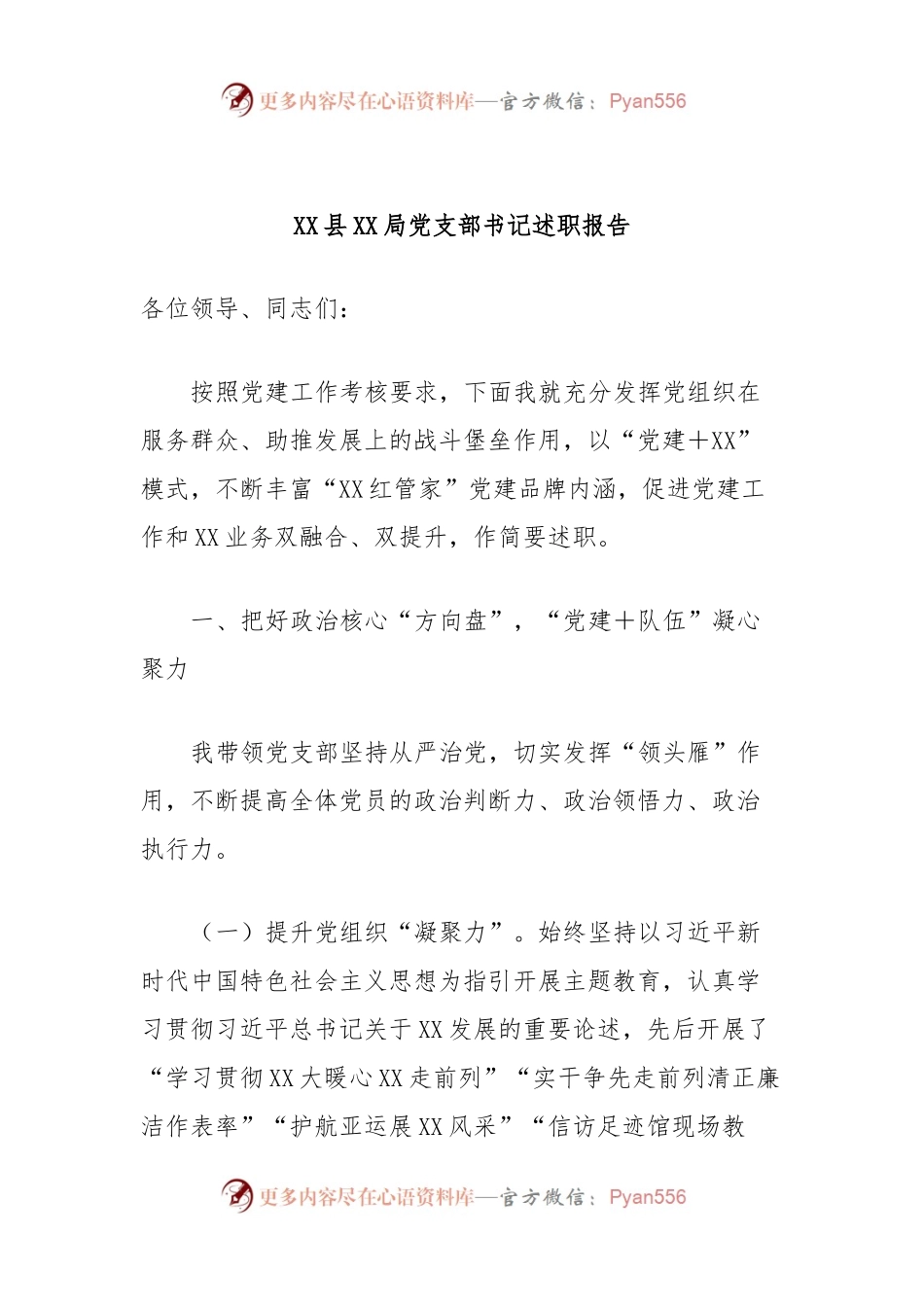 XX县XX局党支部书记述职报告.docx_第1页