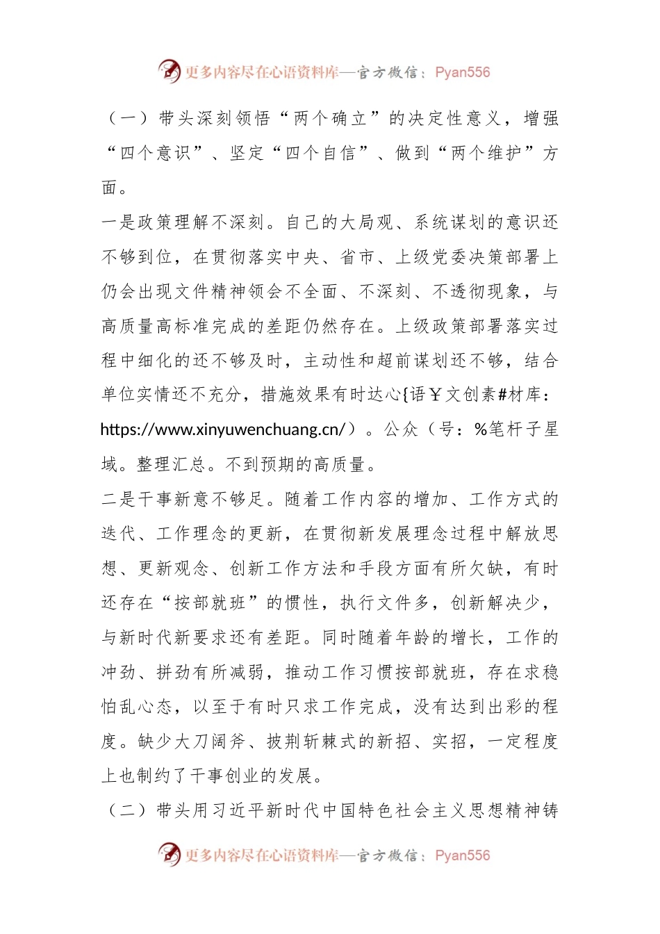 XXX党组书记在年度民主生活会个人对照检查材料.docx_第2页