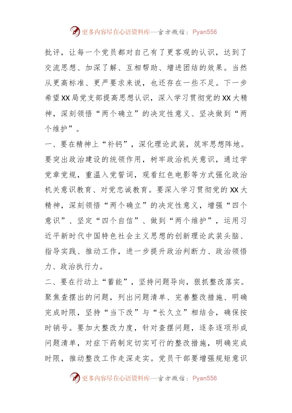 XX党支部在年度组织生活会和组织评议党员大会上的点评讲话.docx_第2页