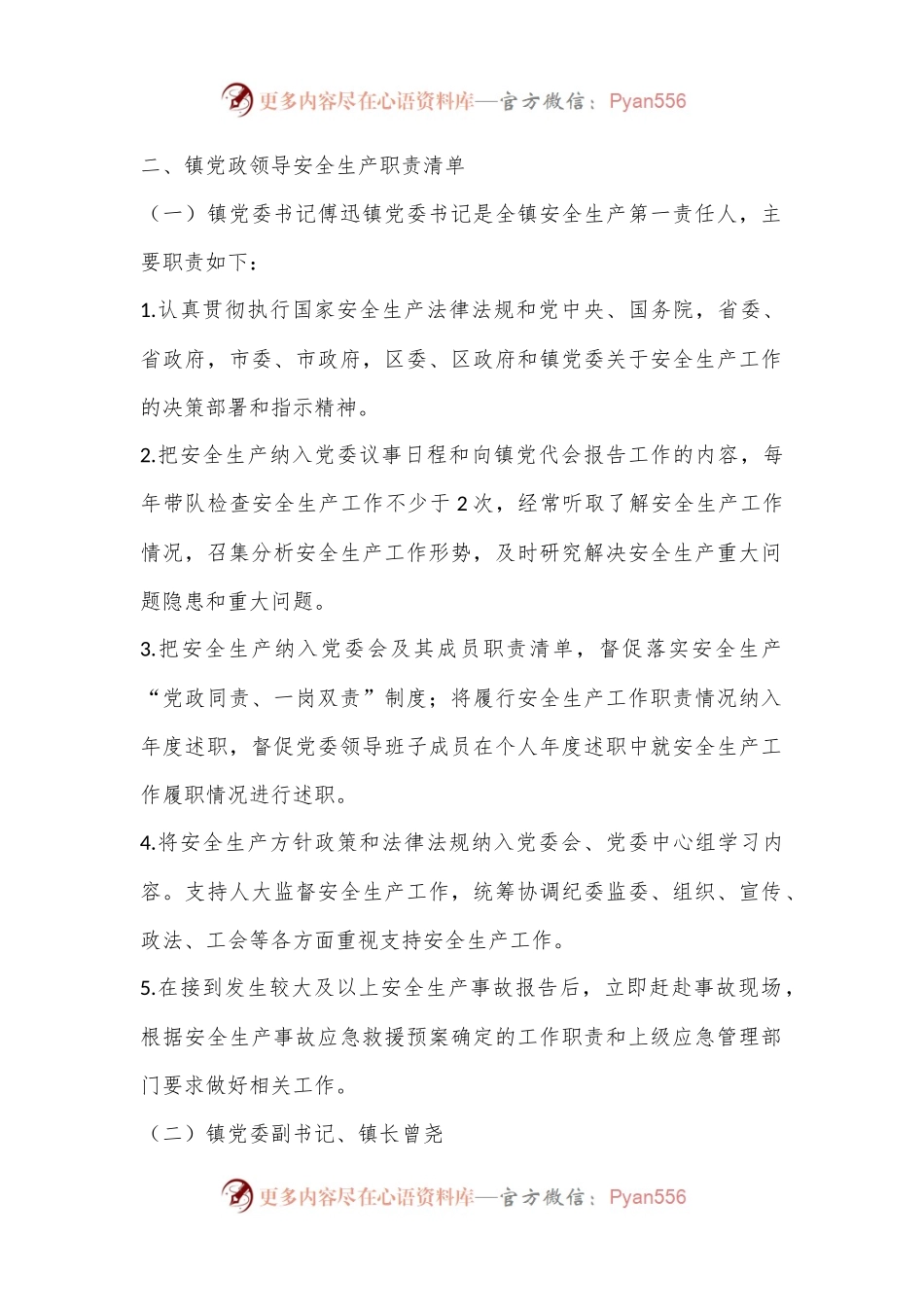 2024年X镇安全生产工作责任清单.docx_第2页