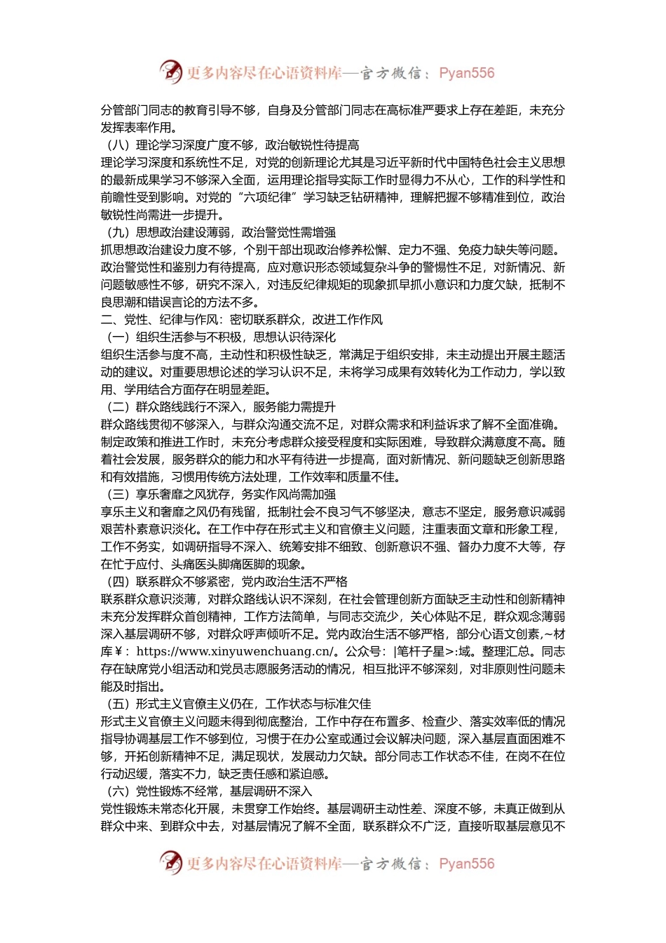 2024年民主生活会查摆问题清单.docx_第2页