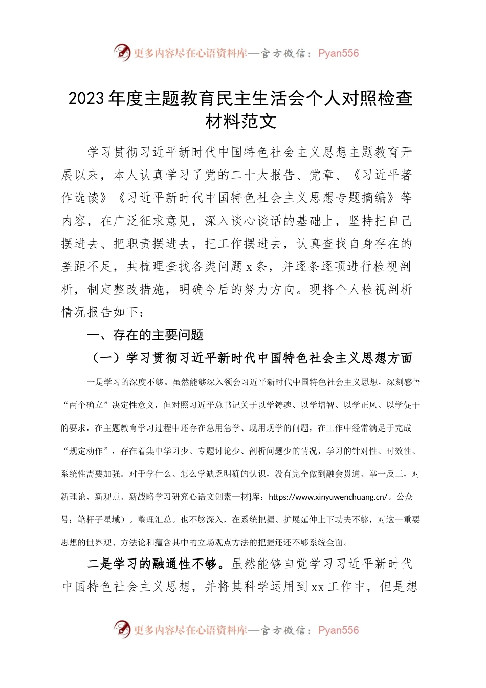2023年度主题教育民主生活会个人对照检查材料自觉坚定六个方面思想维护权威领导践行宗旨服务人民求真务实狠抓落实以身作则廉洁自律全面从严责任主要检视剖析查摆问题清单.docx_第1页