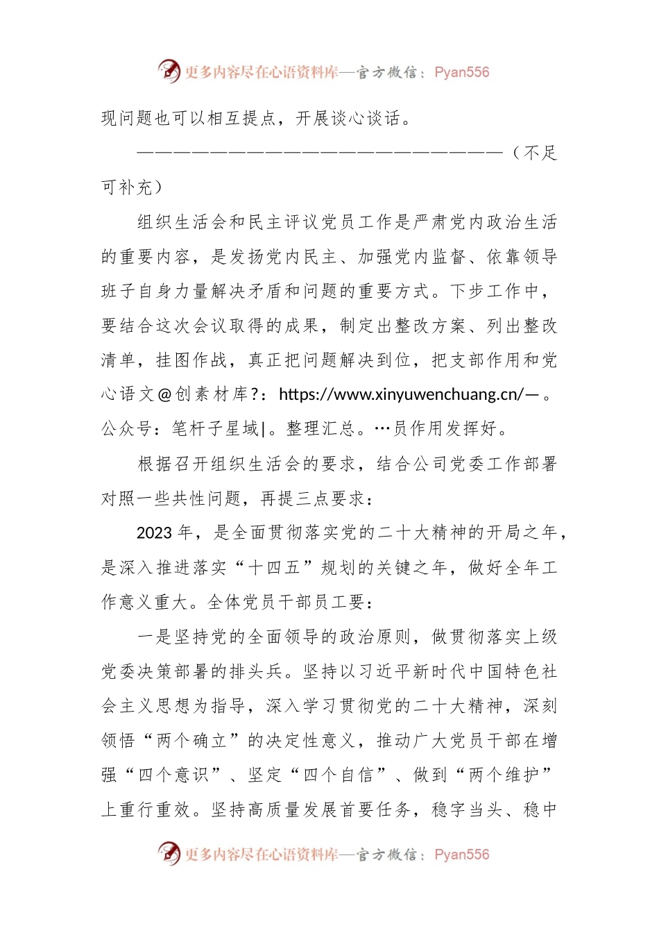 XX公司202X年组织生活会上的讲话稿.docx_第2页