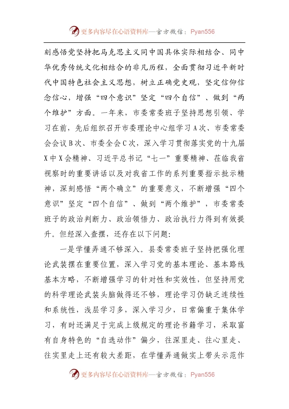 51班子2021年专题民主生活会对照检查材料[市委].docx_第2页