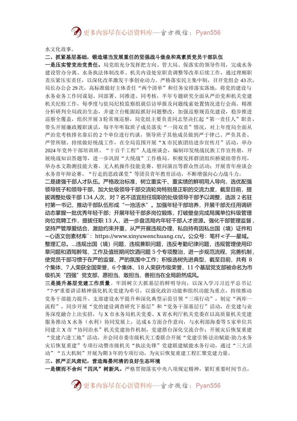 2024年市水务局党组落实全面从严治党主体责任情况报告.docx_第2页