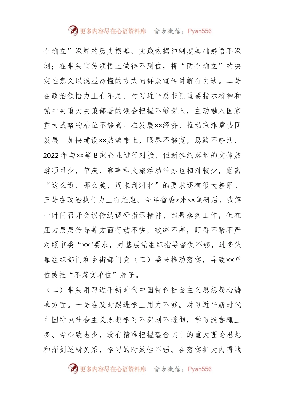 XX区委书记在本年度民主生活会个人对照检查材料.docx_第2页