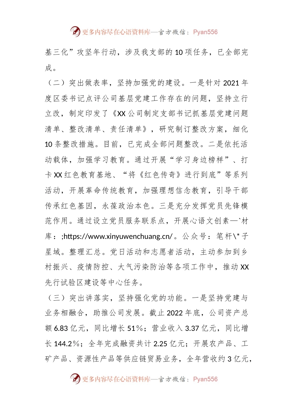 202X年度XX投资有限公司党支部抓基层党建工作述职报告.docx_第2页