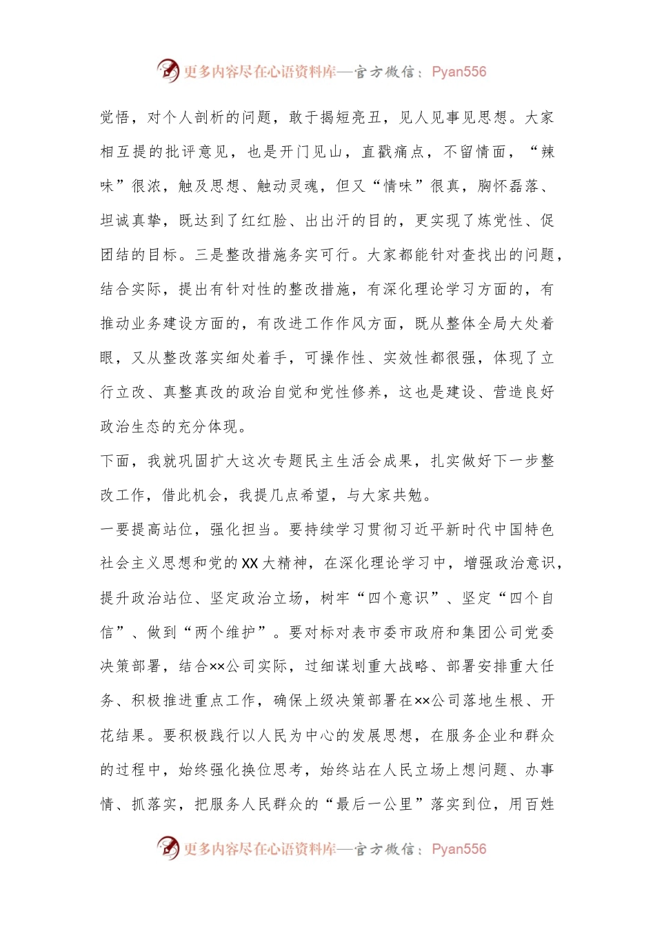 XXX公司2022年度领导班子民主生活会上的点评讲话.docx_第2页